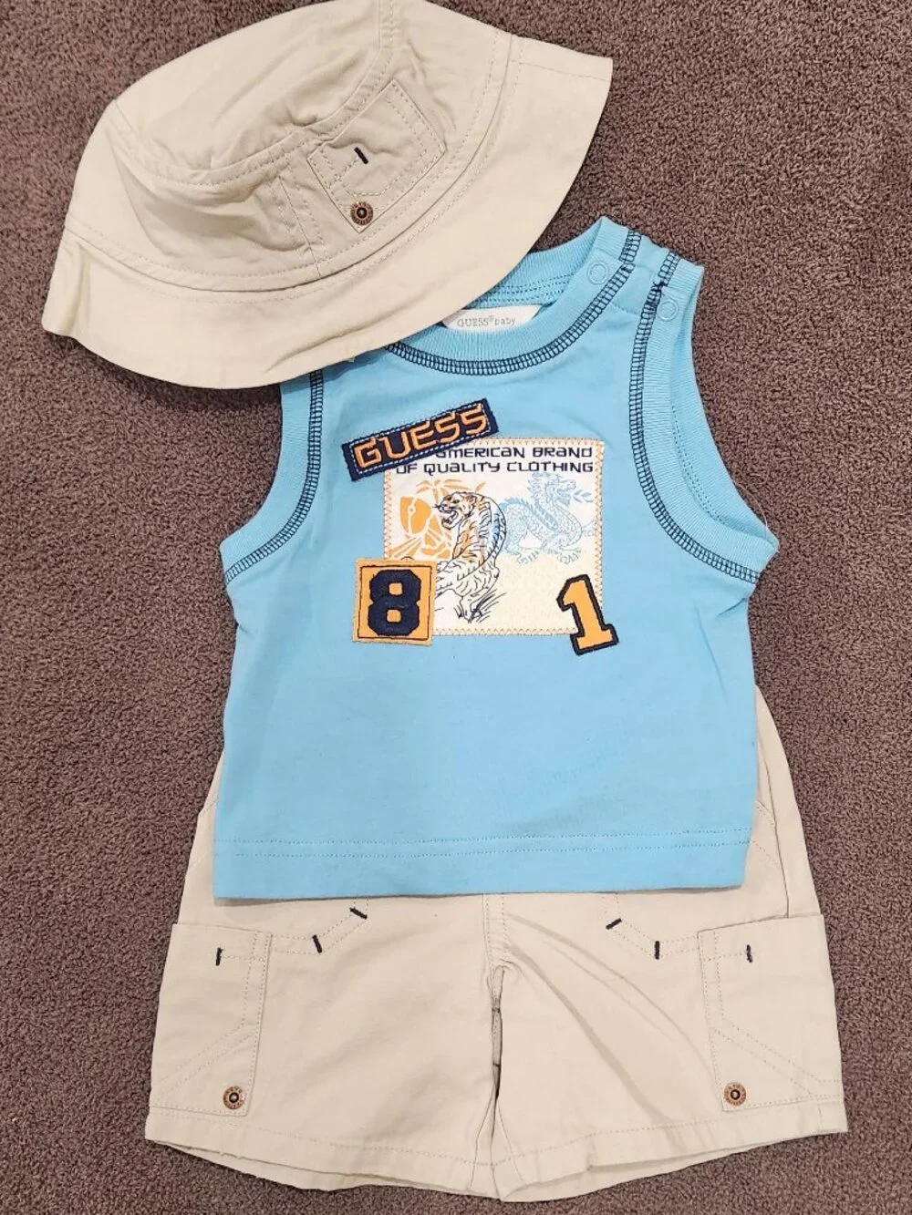 Guess Baby - Infant Boys' 3-Pc Tiger Cargo Short Set